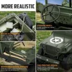 1:10 Scale Willys MB Jeep RC Car | 4WD Military Off-Road Vehicle | 2.4GHz RTR RC Crawler with LED Lights - Image 7