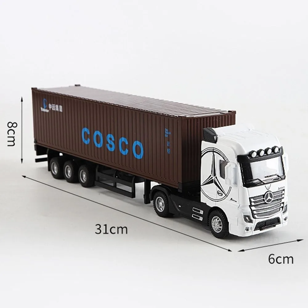 1:50 Mercedes-Benz Actros Container Truck Diecast Model | Metal Cabin, Pull Back Action, Lights & Removable Container - Image 2