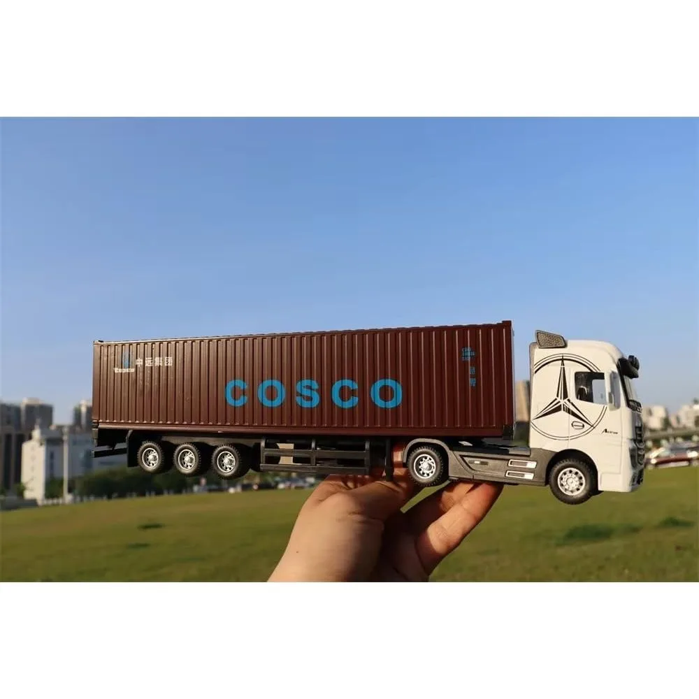 1:50 Mercedes-Benz Actros Container Truck Diecast Model | Metal Cabin, Pull Back Action, Lights & Removable Container - Image 8