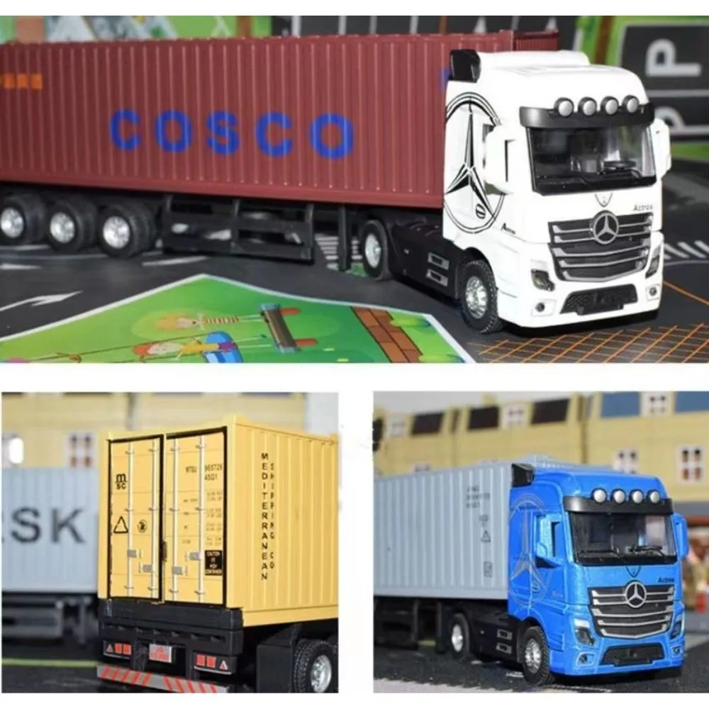 1:50 Mercedes-Benz Actros Container Truck Diecast Model | Metal Cabin, Pull Back Action, Lights & Removable Container - Image 6