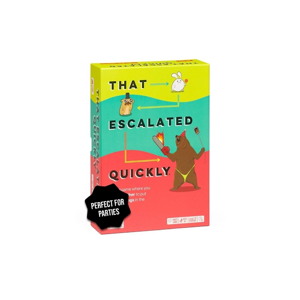 that escalated quickly (1) That Escalated Quickly Card Game | Hilarious Party Game of Unexpected Twists | 3–8 Players | Age 17+ - Image 1