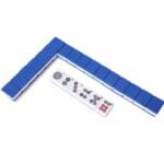 Mahjong tiles stacked in rows, blue and white