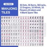 Mah Jongg Tile Set – 166 Tiles with 2 Dice & Potli Bag | American Mahjong Set India - Image 6